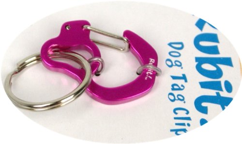 Rubit Medium Curve Aluminum Dog Tag Clip - Pink