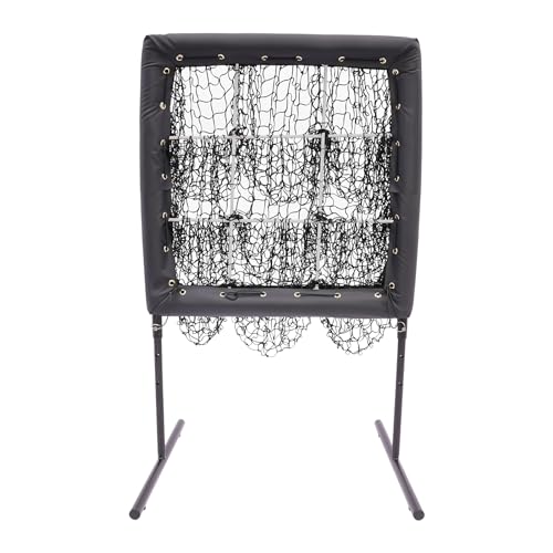 BANLICALI Baseball Training Equipment 3 Gears Height Adjustable Baseball Trainer Aid Mobile Baseball Training Net with Wheels, for Hitting Pitching Practice Black Easy to Assemble