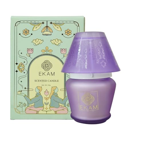 Image of EKAM Scented Frost Glass Lampshade Candle | Lavender Scented Candle | Luxury Fragrances| Ideal for Home Decor, Aromatherapy & Gifting | 22 Hours Burn time |114 g
