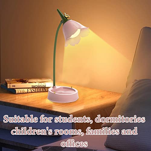 Lâmpada de mesa de flores, luminária de mesa ajustável com flores - lâmpada LED recarregável com toq