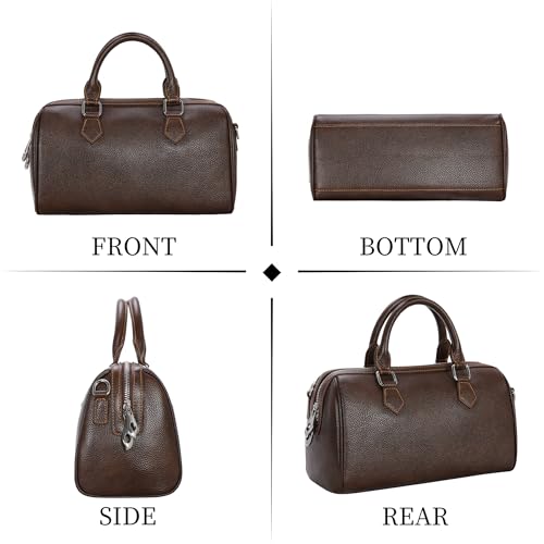 Image of HESHE Leather Crossbody Bags for Women Hobo Shoulder Bag Satchel Handbags | Genuine Leather,Removable Strap,Roomy Shoulder Bags Designer Boston Barrel Purse Ladies Daily Bag Crossbody Purse for Travel