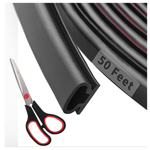 50 Feet D-Shape Rubber Weather Stripping Door Seal Strip, Fingwerk Self-Adhesive Backing Door Weatherstripping for Door Frame Insulation Large Gap, Easy Cut to Size with Tailor Scissors(Black)