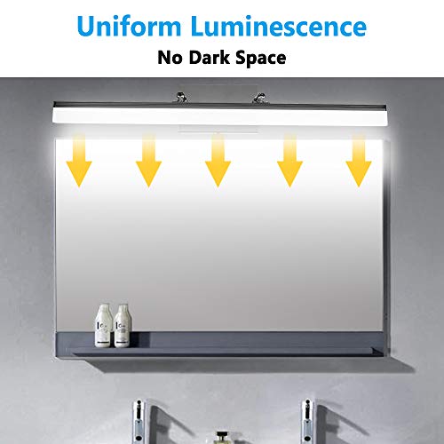 LEDMO Modern LED Bathroom Vanity Lights Retractable Cool White 6000K Stainless Steel Vanity Wall Light Adjustable Over Mirror Long LED Bathroom Lighting Fixtures(14W, 24Inch)