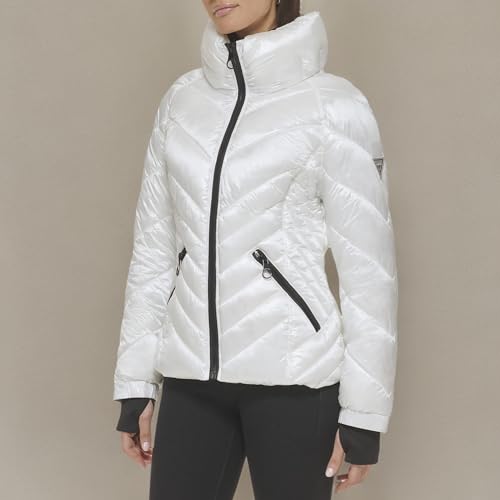 Chic & Cozy: GUESS Women's White Lightweight Puffer Jacket in X-Large - Image 5