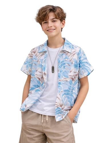 Image of URBAN OX Boys' Short Sleeve Casual Vacation Shirt | Fancy Summer Shirts for Boys | Regular Fit Summer Vacation Beach Shirt for Kids | Age 3-14 Years