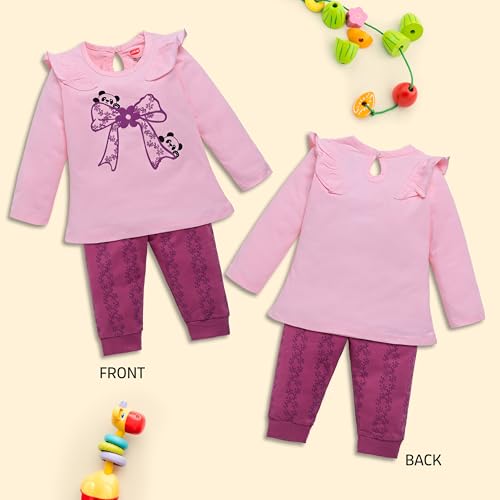 Image of LuvLap Baby Girls 100% Cotton Full Sleeve Top & Pyjama Sets, Pack Of 02