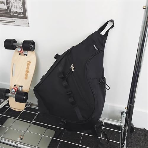 Rucksack Daypack Large Capacity Backpack Crossbody Chest Bag(Black)2