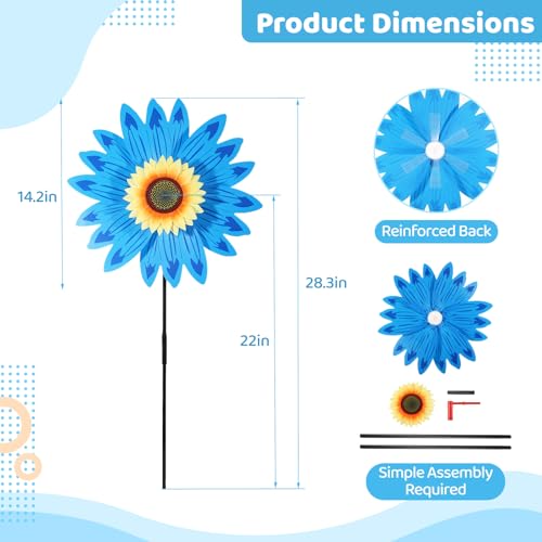 B bangcool Sunflower Lawn Pinwheels Wind Spinners Garden Party Pinwheel Wind Spinner for Patio Lawn & Garden (6 PCS)） - Thumbnail 6