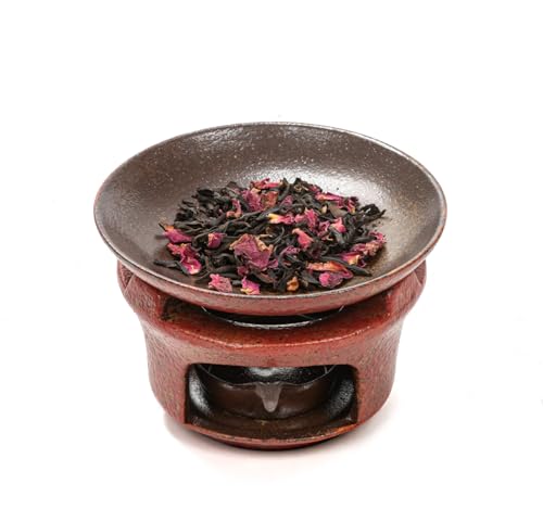 ZMLOOK Ceramic Incense Burner Kit No Electricity Needed Zen-Inspired Aromatherapy Oil Burner with Rustic Terracotta Glaze Perfect for Home Office Yoga & Meditation (Reddish Brown)