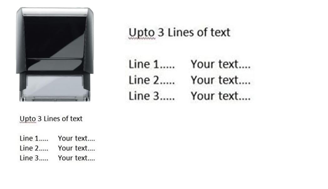 Personalised Custom Made Self Inking Rubber Stamp (up to 3 lines of Text) 37 x 13 mm