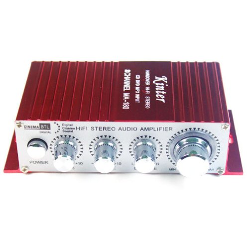 Kinter MA-180 - Amplificador hbrido (100 dB, 20 W, USB), Color Rojo