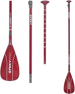 NIXY Carbon Fiber SUP Paddle - 94 Square in Blade, Adjustable 3 Piece Pro Paddle with ABS Blade Edge for Stand-Up Paddle Boarding, Durable, Lightweight Floating Oar