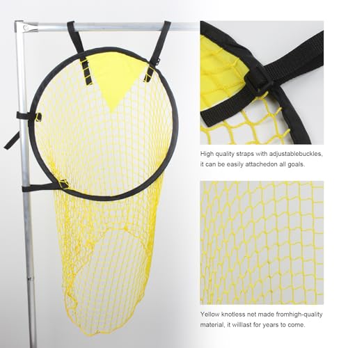 KVMORZE 2 Pcs Soccer Top Bins, Soccer Targets for Goals Training, Soccer Ball Target with Highlighted, Soccer Goal Target Nets for Shooting Accuracy Training, Practice Equipment Trainer Gifts (Yellow)