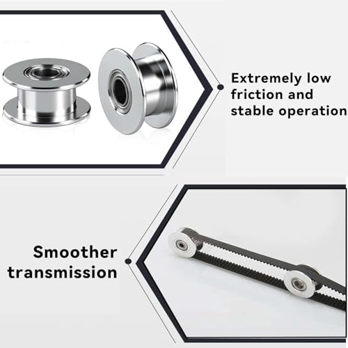 Xiciki 10 Stück GT2 Pulley, GT2 Riemenscheibe Aluminum Zahnloses Idler 20 Zähne 5mm Bore für 3D Drucker 6mm Breite GT2 Zahnriemen