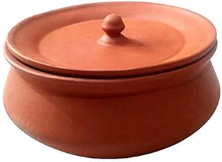 Bhanvi 750ml Unpolished Clay Curd Pot | Dahi Handi | Serving Bowl | Mud/Mitti/Terrocotta Pot | Handmade Yogurt Bowl with Lid | Earthen Handi | 750 ml Small Handi's for Kitchen with Lid