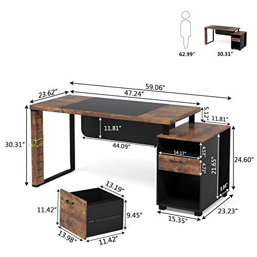 Tribesigns Computer Desk With Drawers, 59 Inch Executive Office Desk With File Drawer, Retro Gaming Writing Desk With Cpu Cabinet For Home Office Study (Rustic) #TOP6