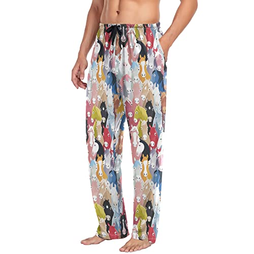 Colorful Horses Pattern Men's Pajama Pants Sleepwear Lounge Pajama Bottoms4