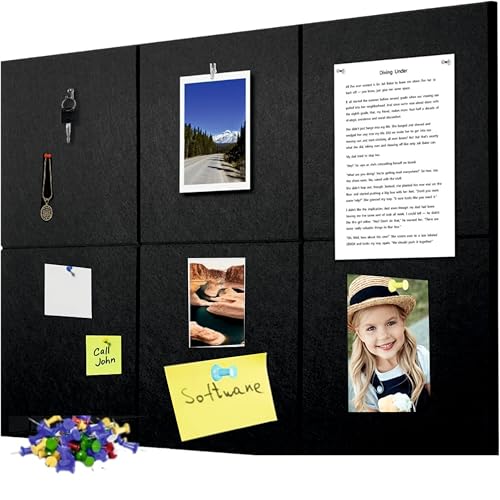 Image of BOGOTA 4 Pcs Black Felt Bulletin Board Self-Adhesive Wall Boards with 30pcs Drawing Pins Notice Board for Home Vision Board for Manifestation Pin Board for Study Room Bulletin Board Office Accessories