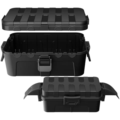 Flemoon Large Outdoor Electrical Box Waterproof (12.5” x 8.5” x 5”), Bundle W/ 1 Small Weatherproof Electrical Connection Box (8.1” x 4.9” x 3.1”) for Power Strip, Outlet, Holiday String Light, Black Cover