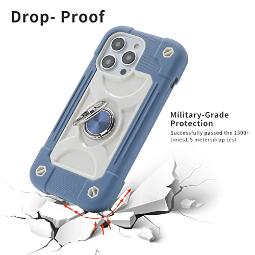Image of MARKILL Compatible with iPhone 14 Pro Max Case 6.7 Inch with Ring Stand, [Soft Silicone and Hard Plastic ] Heavy-Duty Military Grade Shockproof Case Phone Cover For iPhone 14 Pro Max. Blue