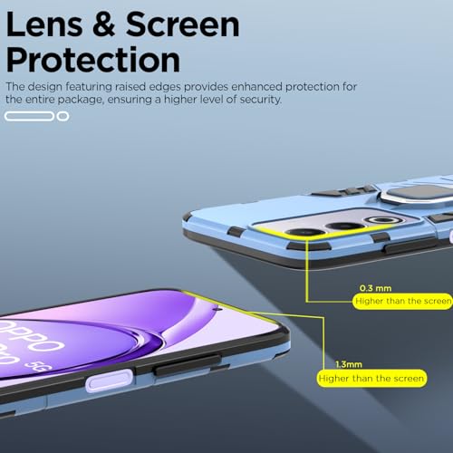 Image of Pikkme D5 Tough Armor Back Cover | 360 Protection Case | Ring Holder Stand Bumper Case for Oppo A3 Pro 5G (Blue)