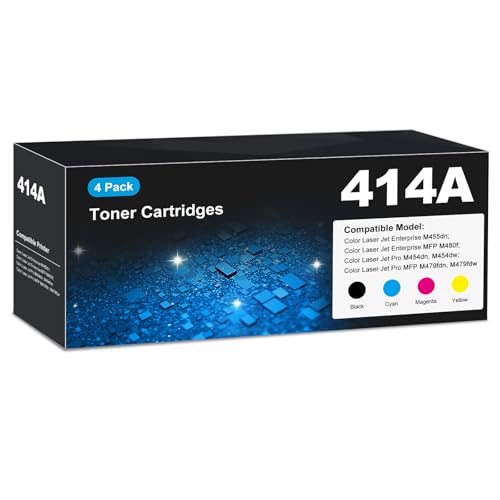 414A Toner Cartridge 4 Pack High Yield MFP M479fdw (with Chip) Compatible for HP 414A 414X Work for Color Laser Jet Pro MFP M479fdw Toner M454dw M454dn M455dn MFP M480f M479dw M479fdn Printer W2020A
