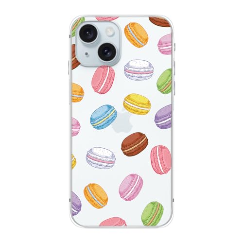 Blingy's For Iphone 15 Plus Case, Cute Macaron Pattern Dessert Style Sweet Food Design Transparent Soft Tpu Protective Clear Case 6.7 Inch (Macaron Style)