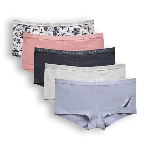 Image of Nautica Women's Cotton Boyshort Underwear Set, 5-Pack