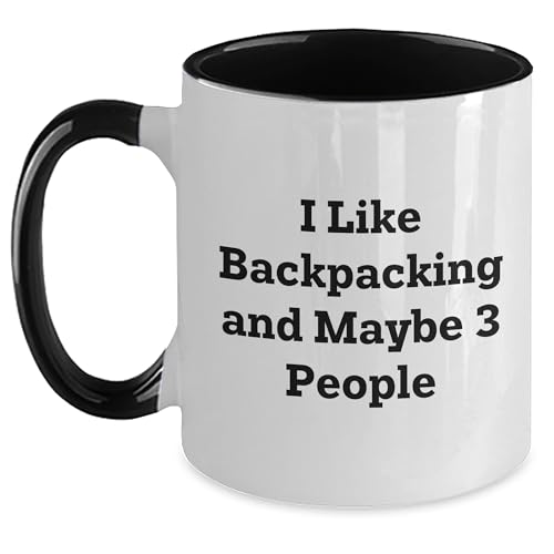 Generic Funny Backpacking Mugs - I Like Backpacking And Maybe 3 People - Unique Gifts for Backpacking Lovers - Sarcastic Gifts for Mother's Day - Two Tone Coffee Mug (Black/White, 11oz), White/Black