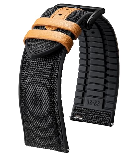 Image of BINLUN Nylon Silicone Watch Bands 18mm 19mm 20mm 21mm 22mm Quick Release Canvas Rubber Hybrid Watch Strap Replacement Watchband for Men Women 9 Colors Silver /Black Buckle