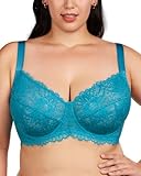 HSIA Minimizer Bra for Women - Plus Size Lace Full Coverage Womans Bra Unlined Underwire Bra for Heavy Breast Horizon Blue