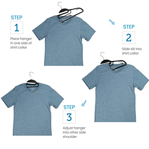 Rubber Coated Plastic Hangers (20 Pk) Non Slip Rubberized U-Slide Hanger, Ultra Thin Space Saving Suit Hanger, Non Slip Pants Hanger, Strong & Heavy Duty Plastic Coat Hanger, Strap Hooks, 360° Hook #TOP3