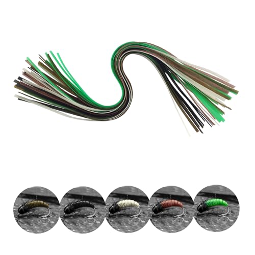 Aventik 30pcs Multi-Color Nymph Worm Body Wrap Skin 3mm*30cm Fly Tying Materials for Caddis Larvae Czech Nymph Scud Lures and More Highly Elastic Realistic and Durable Wrapping Material (Natural)