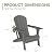 Kingdura Foldable Adirondack Chair, Portable HDPE All Weather Resistant Outdoor Patio Chair, Wooden Textured with Cup Holder, 380LBS Capacity for Poolside, Backyard, Deck, Fire Pit (Grey)