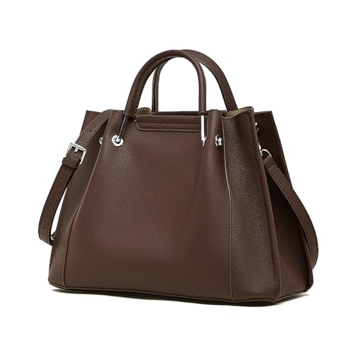 Sac Fourre-Tout Femme en Cuir Pleine Fleur Marron pour le Travail