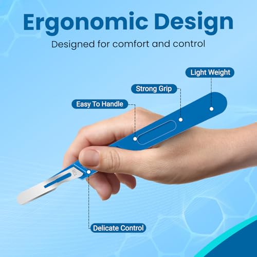 Pakcan Sterile Disposable Scalpels with Blade - Surgical, Lab, and Craft Use [Individually Packed, Box of 10] (#10R) - Thumbnail 4