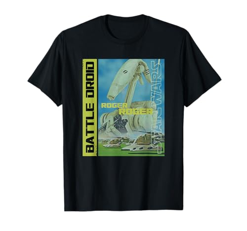 T-shirt Star Wars Battle Droid Roger Roger en coton pour fan de la saga