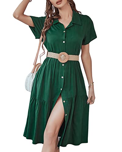 BebreezChic Vestidos de Verano Mujer Largos con Cinturón Elegante Casual Cover