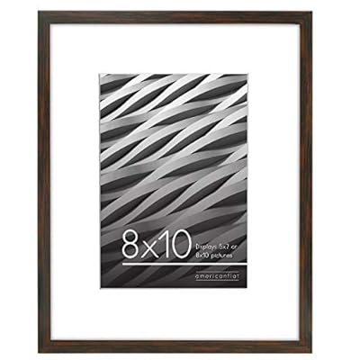 Americanflat 8x10 Thin Picture Frame in Mahogany - Displays 5x7 With Mat and 8x10 Without Mat - Horizontal and Vertical Formats for Wall and Tabletop (LX0810MAH)