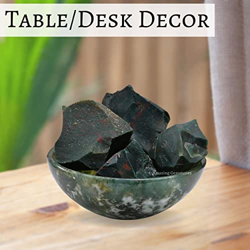 Image of Amazing Gemstone Bloodstone Raw Crystals and Healing Stones, Natural Rocks for Tumbling and DIY Raw Stones and Crystals (5 Pieces)