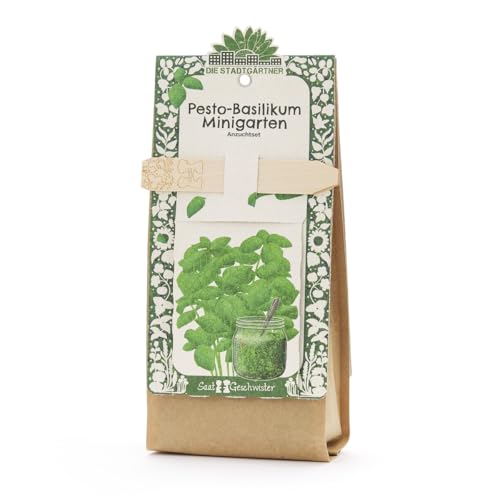 Die Stadtgärtner Pesto-Basilikum Anzuchtset Starter-Komplettset mit Bio-Saatgut Basilikum, Anzuchterde & Pflanzgefäß | Perfekt als besonderes Geschenk, Mitgebsel und Aufmerksamkeit Die Stadtgärtner Pesto-Basilikum Anzuchtset Starter-Komplettset mit Bio-Saatgut Basilikum, Anzuchterde & Pflanzgefäß | Perfekt als besonderes Geschenk, Mitgebsel und Aufmerksamkeit