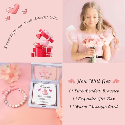 Image of Sereney Birthday Gifts for Girls, Beaded Bracelets as 1 /2 1 2 3 4 5 6 7 8 9 10 11 12 13 14 15 16 Year Old Birthday Gift, Adjustable Cross /Pearl Bracelet as Happy Birthday Gifts for Daughter