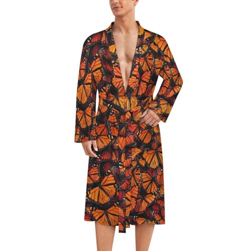 Monarch Butterfly Funny Men's Robe Soft Lightweight Bathrobe Long-sleeve Spa Robes