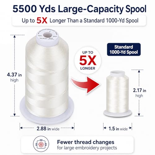Image of Simthread Embroidery Machine Thread 5000M 40WT Polyester, Egg Shell S003 | 5000M 40WT polyester thread feeds smoothly for home or commercial embroidery projects.