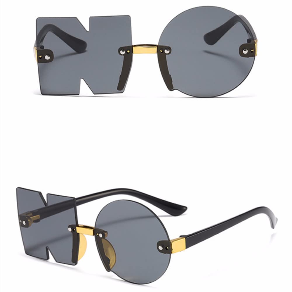 Gafas de Sol para Gafas Punk de Gran tamaño Irregulares sin Marco polígono UV400