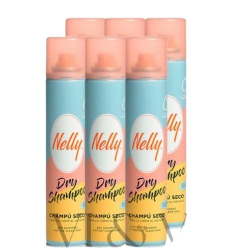Nelly Champú en Seco Pack Ahorro 6 x 200 ml | Limpieza sin agua, elimina grasa y aporta volumen | Ideal uso diario y viajes