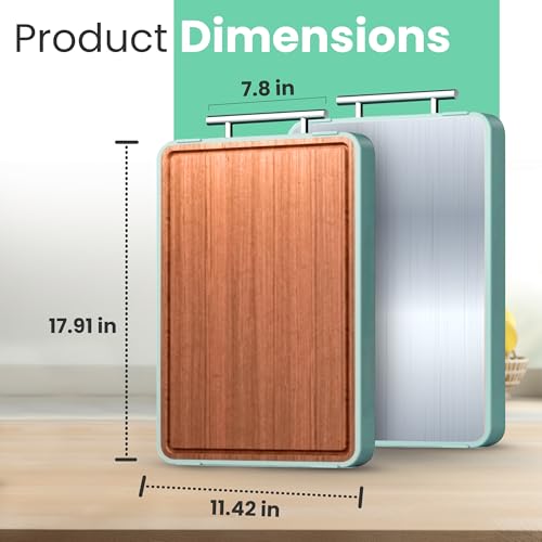 Tabla de cortar doble cara Blooming Sea de acero inoxidable y madera de ébano, antideslizante con ranura para jugos, 2 en 1 para pescado, carne, verduras y BBQ miniatura 4