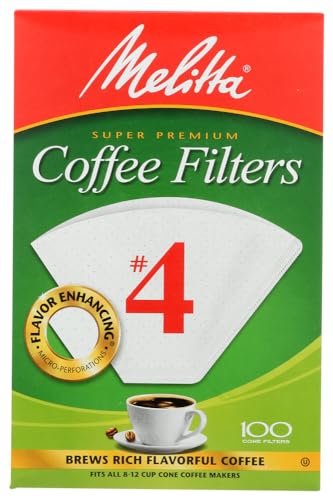 Melitta Cone Coffee Filters, White, No. 4, 100 Count (Pack of 4) by Melitta