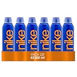 NIKE - Indigo Pack de 6 x 200 ml, Desodorante Hombre Spray, Desodorante Antimanchas para Todo Tipo de Piel, 0% Sales de Aluminio, de Larga Duración, Fragancia Frutal Amaderada