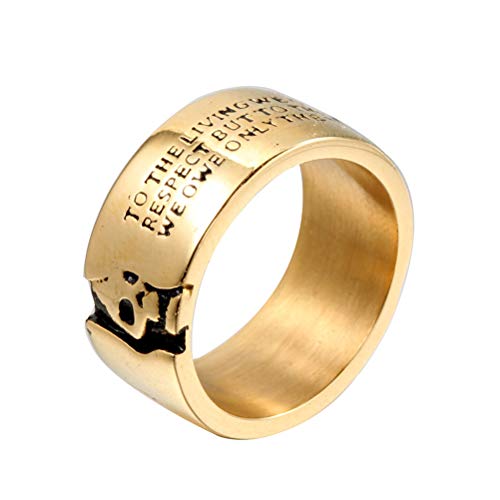 Bague tête de mort HIJONES en acier inoxydable le cadeau rock idéal de 10 mm pour homme biker